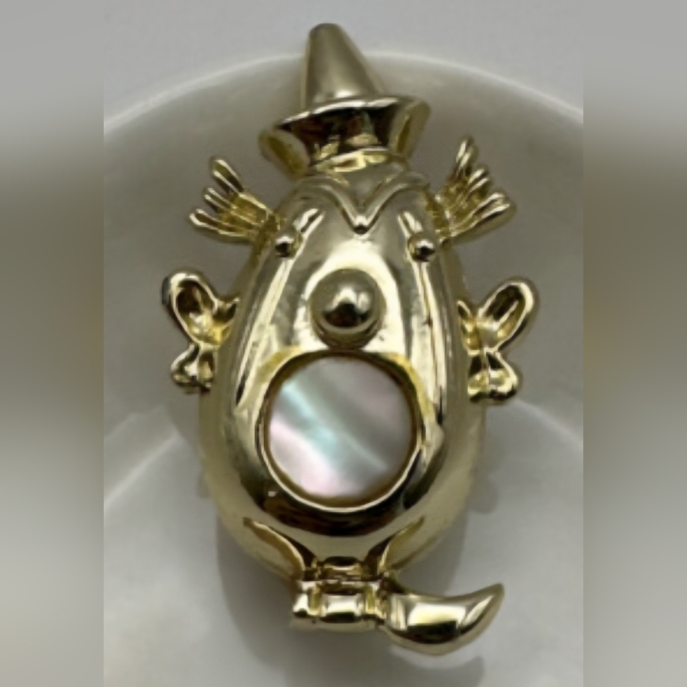 Clown Face Brooch with Pearl Accent